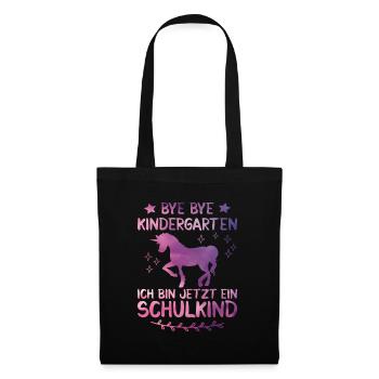 Ich bin jetzt ein Schulkind 2021 Pferde Mädchen - Stoffbeutel - Schwarz - Vorne