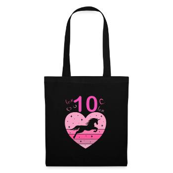 10th birthday girl ten 10 years horse Unicorn - Tote Bag - black - Front