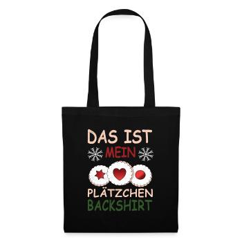 Das ist mein Plätzchen Backshirt - Stoffbeutel - Schwarz - Vorne