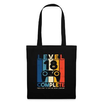 Level 18 complete Gaming Geburtstag - Stoffbeutel - Schwarz - Vorne
