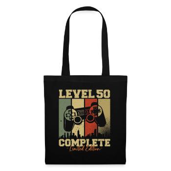 Level 50 Freigeschaltet 50 Geburtstag Geschenk - Stoffbeutel - Schwarz - Vorne