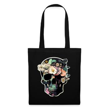 Human Skull & Flowers 37 - Tote Bag - black - Front