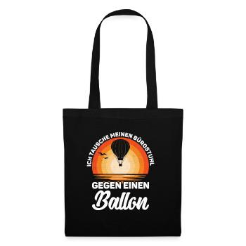 Retro Ballonfahrer Heißluftballonflug - Stoffbeutel - Schwarz - Vorne