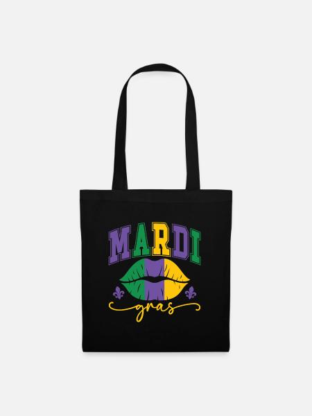 Mardi Gras Lippen - Stoffbeutel - Schwarz