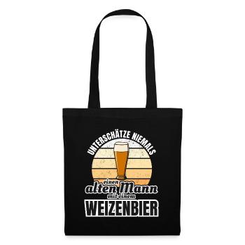 Weizenbier alter Mann Grossvater Vater Geschenk - Stoffbeutel - Schwarz - Vorne