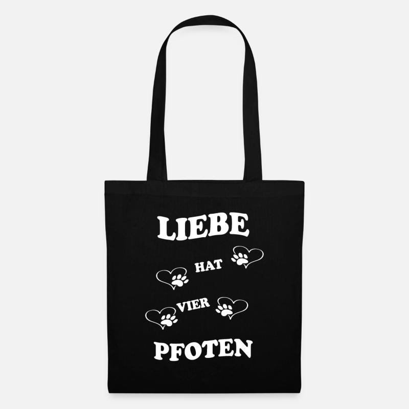 Liebe hat vier Pfoten - Stoffbeutel - Schwarz