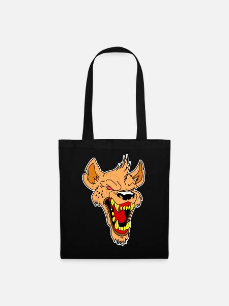 Verrückter Wolf Kopf Geschenkidee Vektor - Stoffbeutel - Schwarz