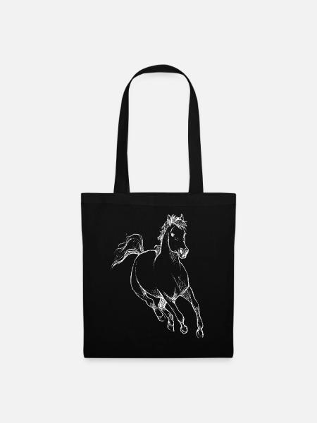 Pferd Pferdchen Reiten Hobby Geschenkidee - Stoffbeutel - Schwarz