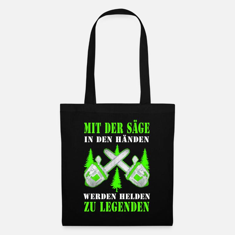 Motorsäge Legende Held cooler Spruch Geschenkidee - Stoffbeutel - Schwarz