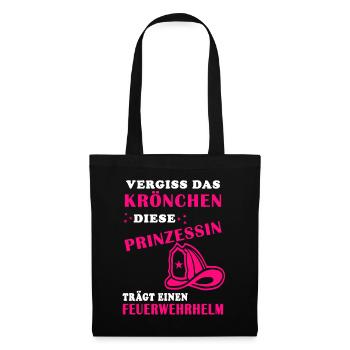 Krönchen Feuerwehrhelm Geschenkidee Feuerwehr cool - Stoffbeutel - Schwarz - Vorne