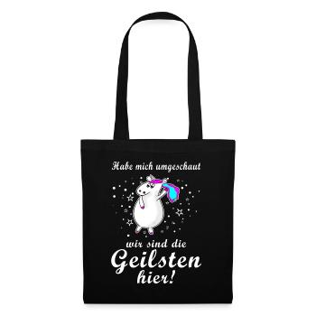 Einhorn die geilsten hier cooler Spruch Geschenk - Stoffbeutel - Schwarz - Vorne