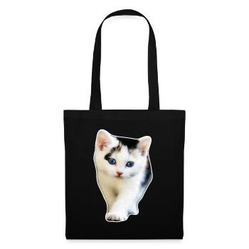 Katze Kätzchen süße Mietzekatze Geschenkidee - Stoffbeutel - Schwarz - Vorne