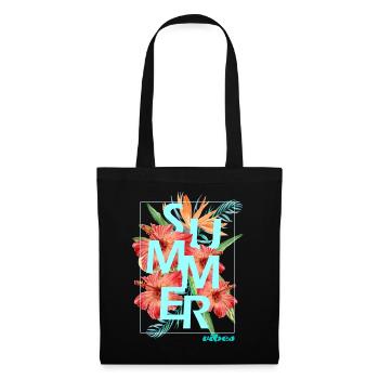 "SUMMER VIBES" design - hibiscus - Tote Bag - black - Front