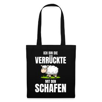 Ich Bin Die Verrückte Mit Den Schafen Schäferin - Stoffbeutel - Schwarz - Vorne