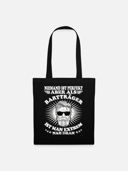 Papa mit Schnauzer Geschenkidee für Hipster - Stoffbeutel - Schwarz