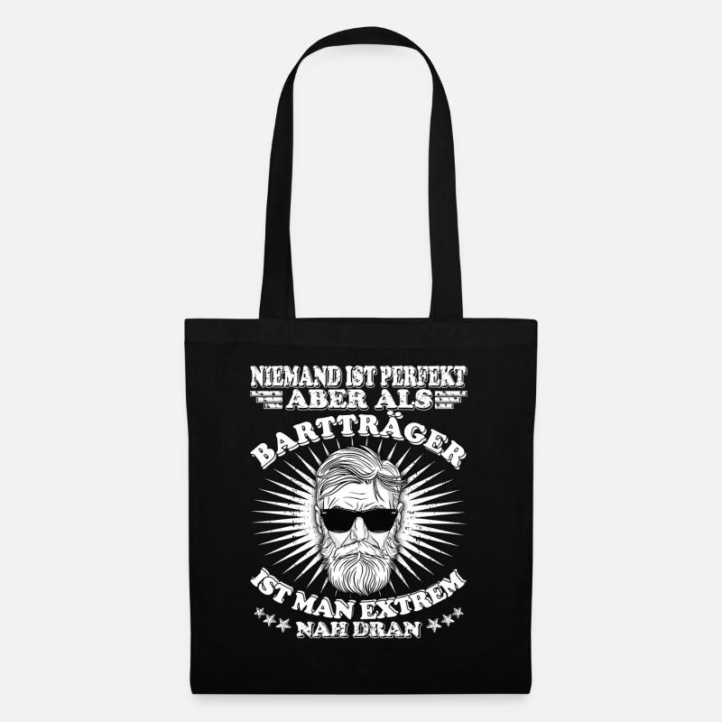 Papa mit Schnauzer Geschenkidee für Hipster - Stoffbeutel - Schwarz