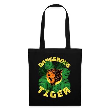 Dschungel Tiger gefährlich Tier Blätter Geschenk - Stoffbeutel - Schwarz - Vorne