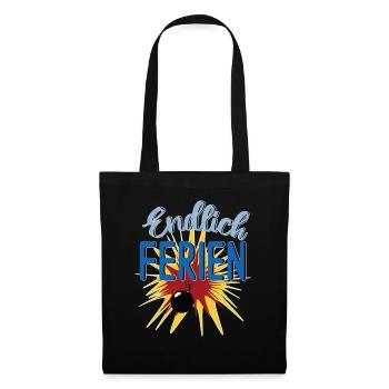 Endlich Ferien mit Bombe lustiges Design - Stoffbeutel - Schwarz - Vorne