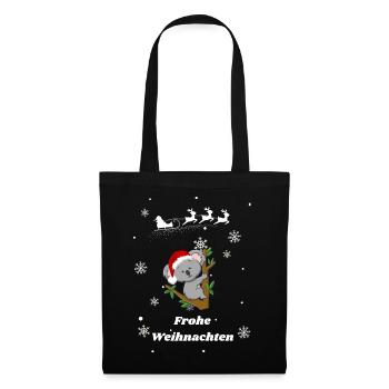 Frohe Weihnachten Koala - Stoffbeutel - Schwarz - Vorne