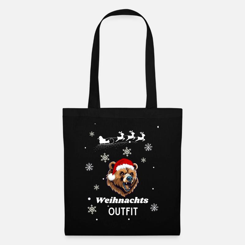 Weihnachts OUTFIT Bär - Stoffbeutel - Schwarz