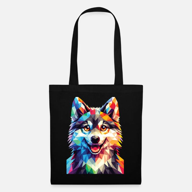 Polygon Wolf - Stoffbeutel - Schwarz