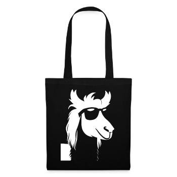 Lustiges Alpaka mit Sonnenbrille Coole Alpakas - Stoffbeutel - Schwarz - Vorne