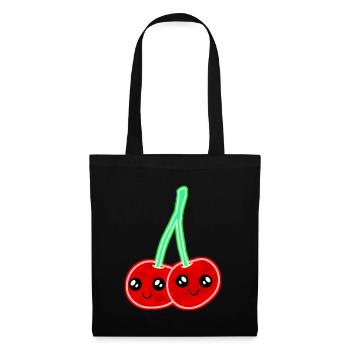 Cerises cerises rétro Vintage 70 ' s Geisha - Sac en tissu - noir - Devant