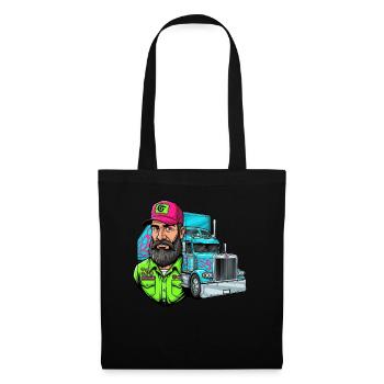 Tough road, cool guy: Your trucker design! - Tote Bag - black - Front
