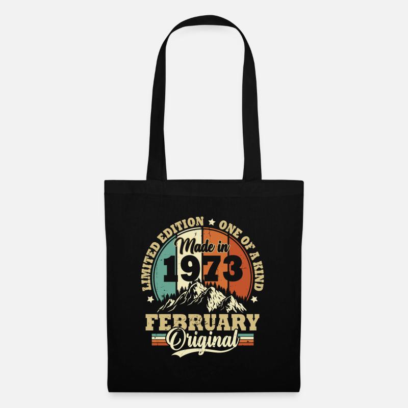 Geburtstagsgeschenk Februar 1973 Vintage Retro - Stoffbeutel - Schwarz