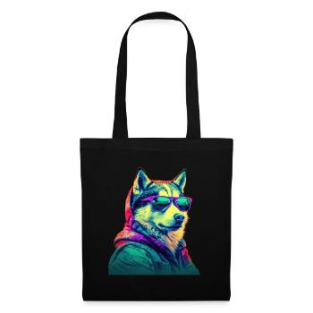 Husky avec lunettes de soleil Coloré Cool Huskies Chien - Sac en tissu - noir - Devant