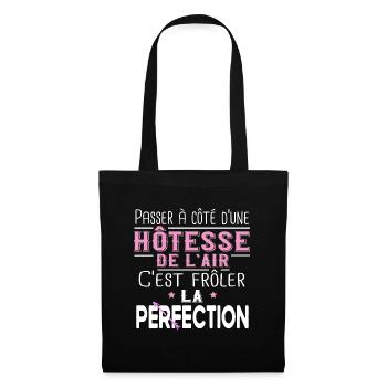 Hôtesse de l'air. Cadeau avion, Boing, vacances - Sac en tissu - noir - Devant