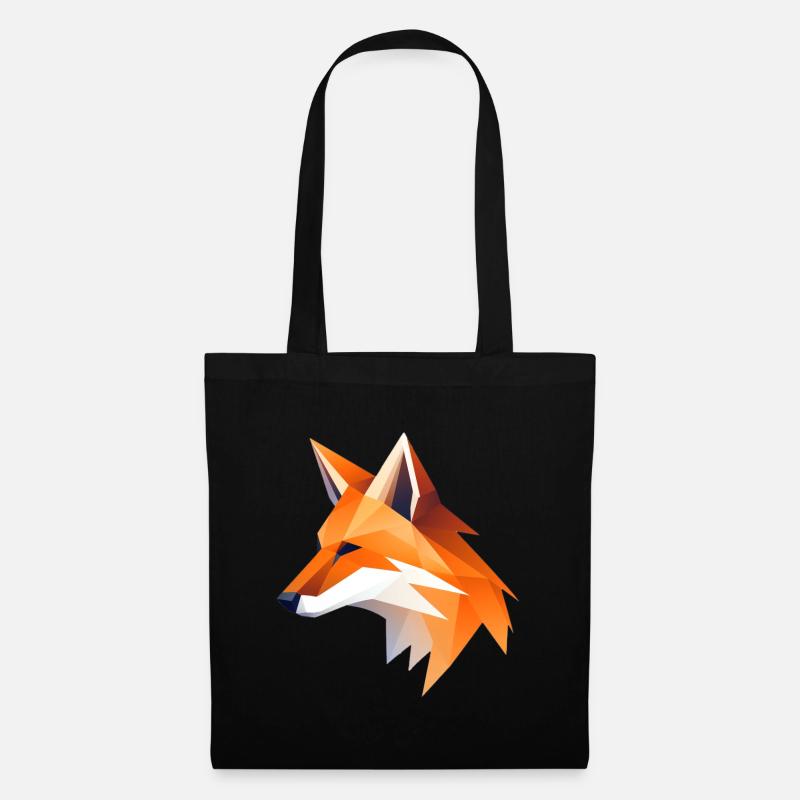 Fuchs Kopf Low Poly Logo Design - Stoffbeutel - Schwarz