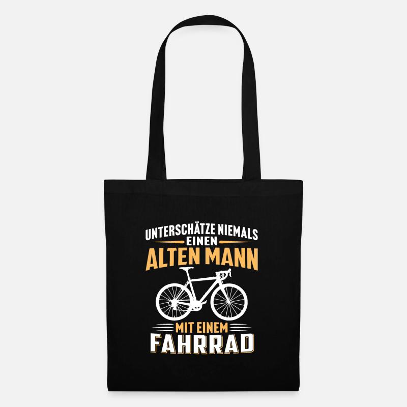 alten mann mit einem fahrrad - Stoffbeutel - Schwarz