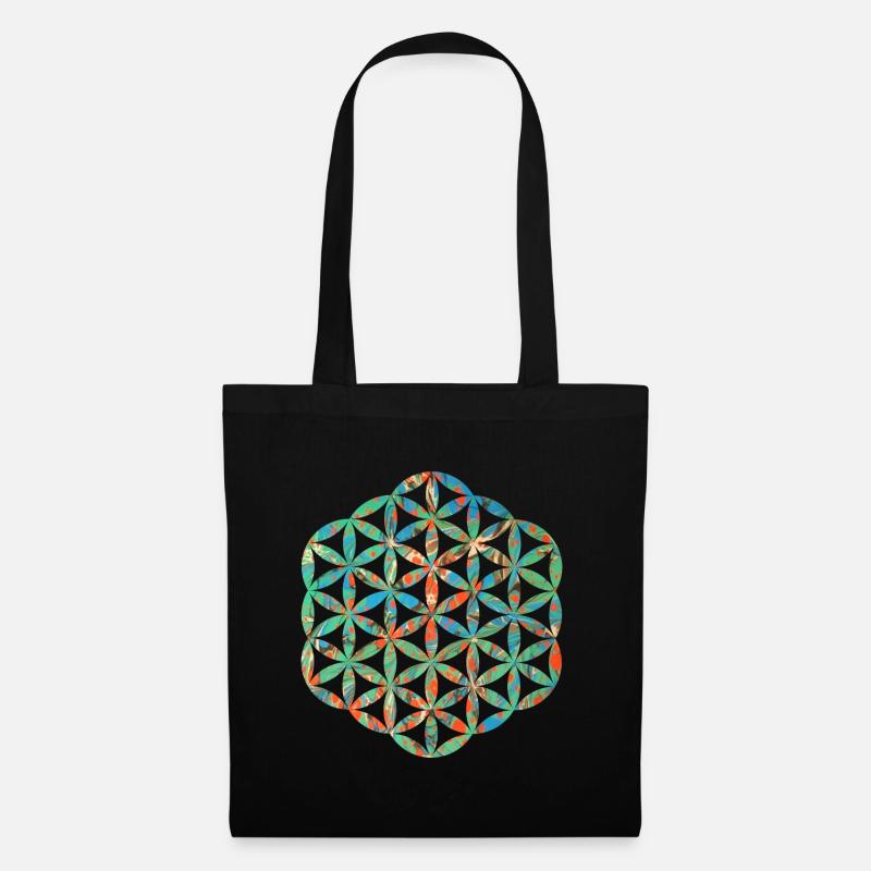 fleur de vie e 4 - Sac en tissu - noir