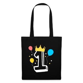 Number 1 with a crown and balloons - Tote Bag - black - Front