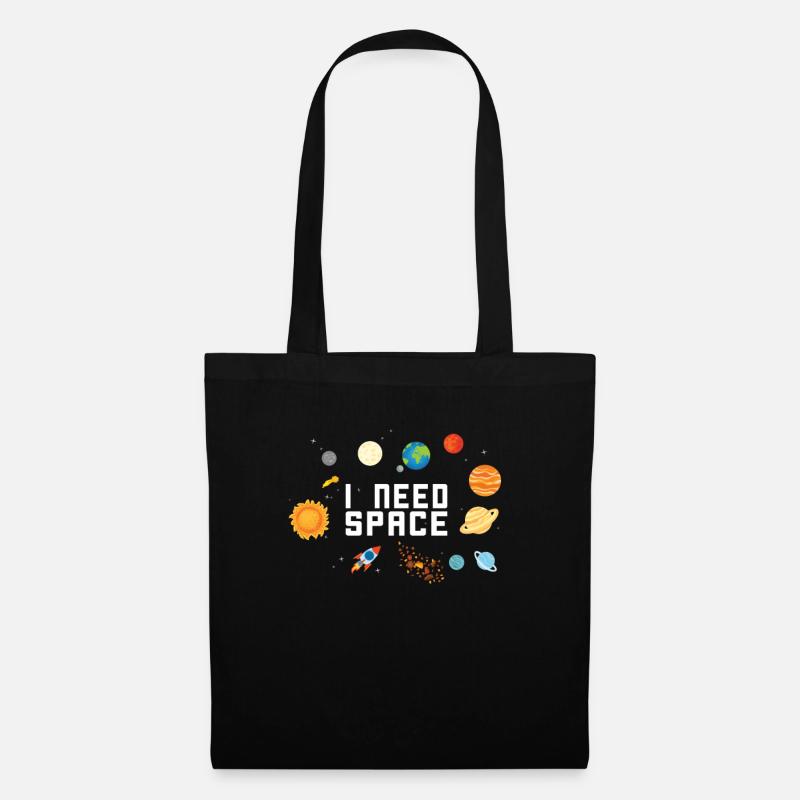 I NEED SPACE ASTRONAUT PLANETEN WELTRAUM GESCHENK - Stoffbeutel - Schwarz