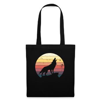 Loup hurlant sur cadeau de montagne - Sac en tissu - noir - Devant