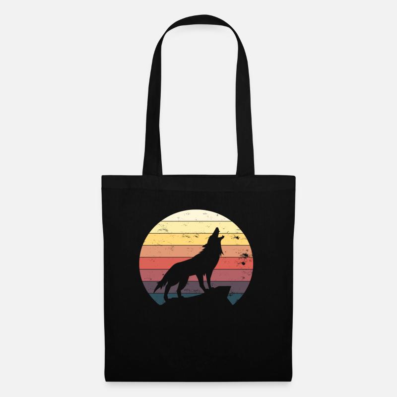 Howling wolf on mountain gift - Tote Bag - black