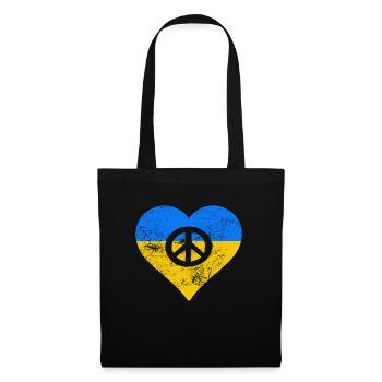 Ukraine War - Peace Sign in Heart - Tote Bag - black - Front