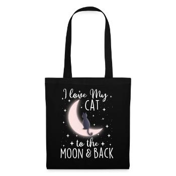 Ich liebe meine Katze bis zum Mond und zurück - Stoffbeutel - Schwarz - Vorne