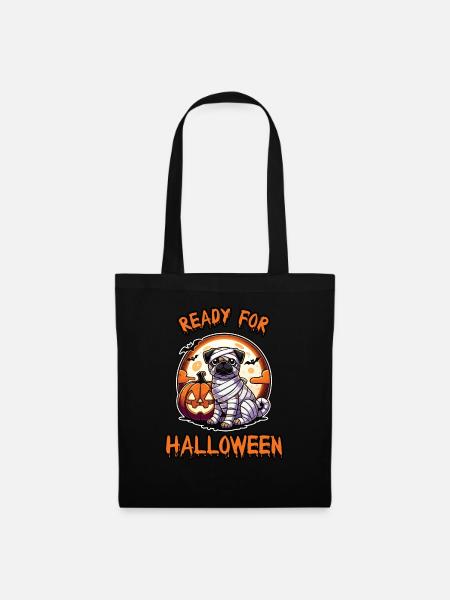 Bereit fur Halloween Lustiger Mops - Stoffbeutel - Schwarz