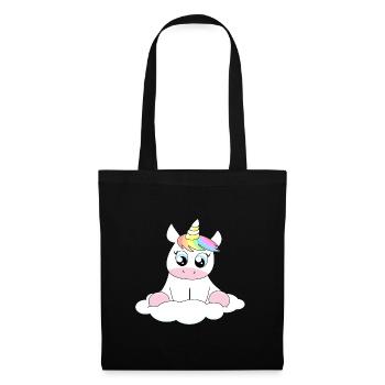 Licorne mignonne sur nuage avec des cheveux arc-en-ciel - Sac en tissu - noir - Devant