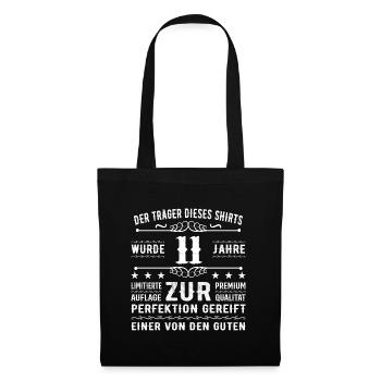 11 Jahre Geschenkidee zum 11 - Geburtstag - Stoffbeutel - Schwarz - Vorne