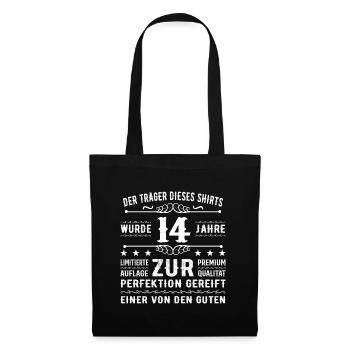 14 Jahre Geschenkidee zum 14 - Geburtstag - Stoffbeutel - Schwarz - Vorne