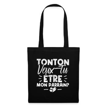 Tonton Veux tu être Mon Parrain? - Sac en tissu - noir - Devant