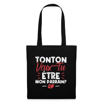 Tonton Veux tu être Mon Parrain? - Sac en tissu - noir - Devant