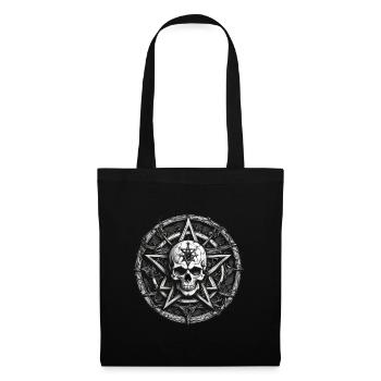 Totenkopf mit Pentagramm in Gothic Style - Stoffbeutel - Schwarz - Vorne