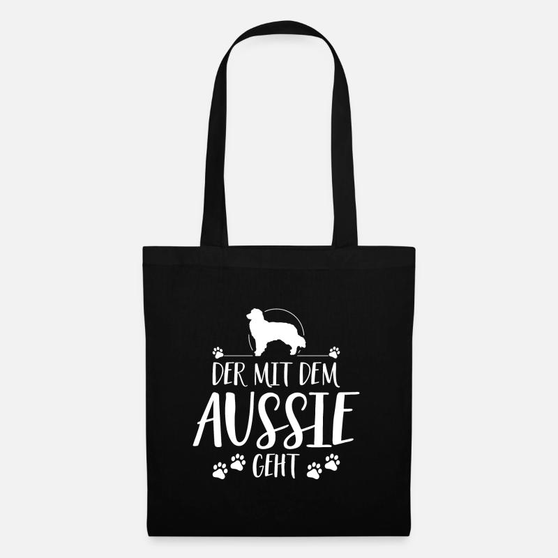 DER MIT DEM AUSSIE GEHT Hundespruch Wilsigns - Stoffbeutel - Schwarz