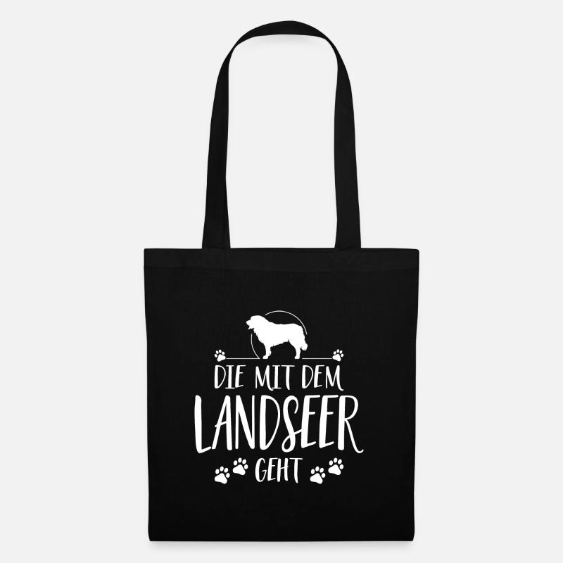 DIE MIT DEM LANDSEER GEHT Hunde Spruch Wilsigns - Stoffbeutel - Schwarz