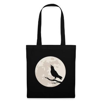 Silhouette de corbeau avant la pleine lune - Sac en tissu - noir - Devant